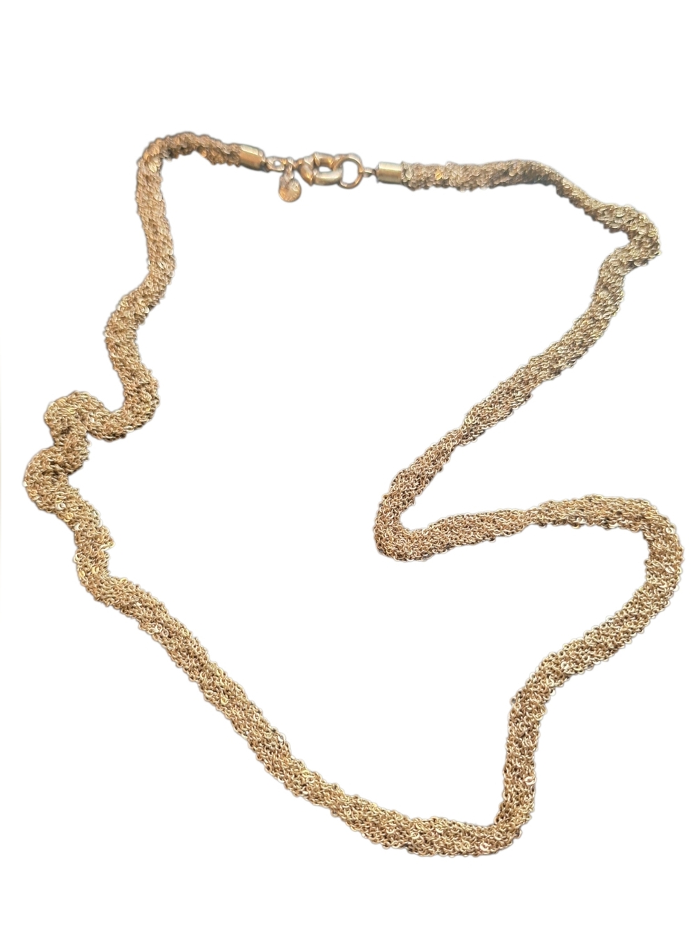 J. Crew Gold Mesh Rope Chain Necklace Flattened Sparkly Preppy Vintage Staple